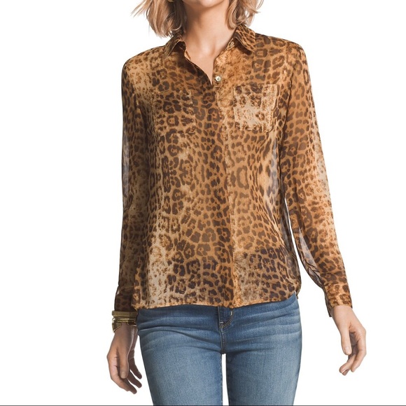 Chico's Tops - NWT Chico’s Small Leopard Dreams Liana Blouse Top
